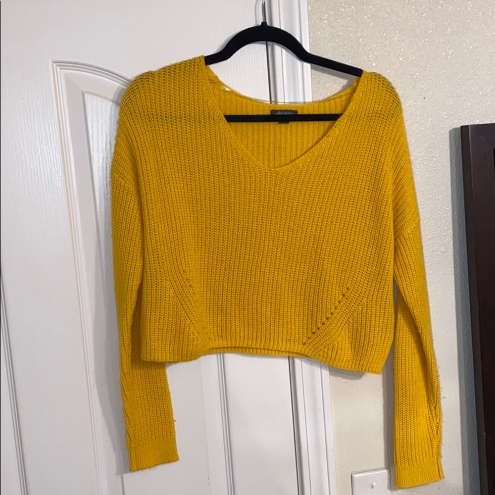 Mustard crop top long sleeve shirt